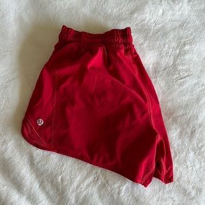 Red lululemon shorts